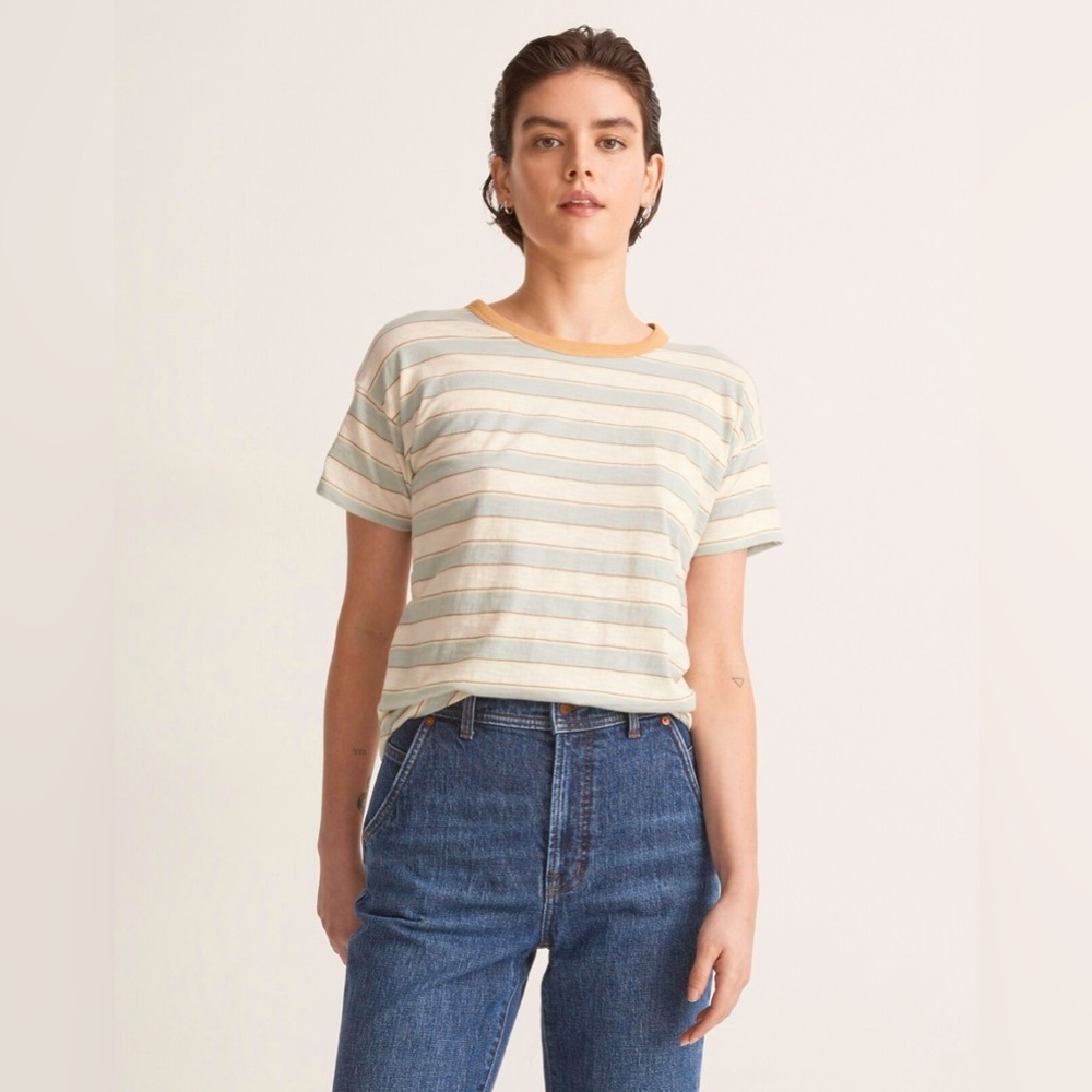 NWOT Madewell Whisper Cotton Crewneck Tee in Colewell Stripe Size Small SOLD OUT
